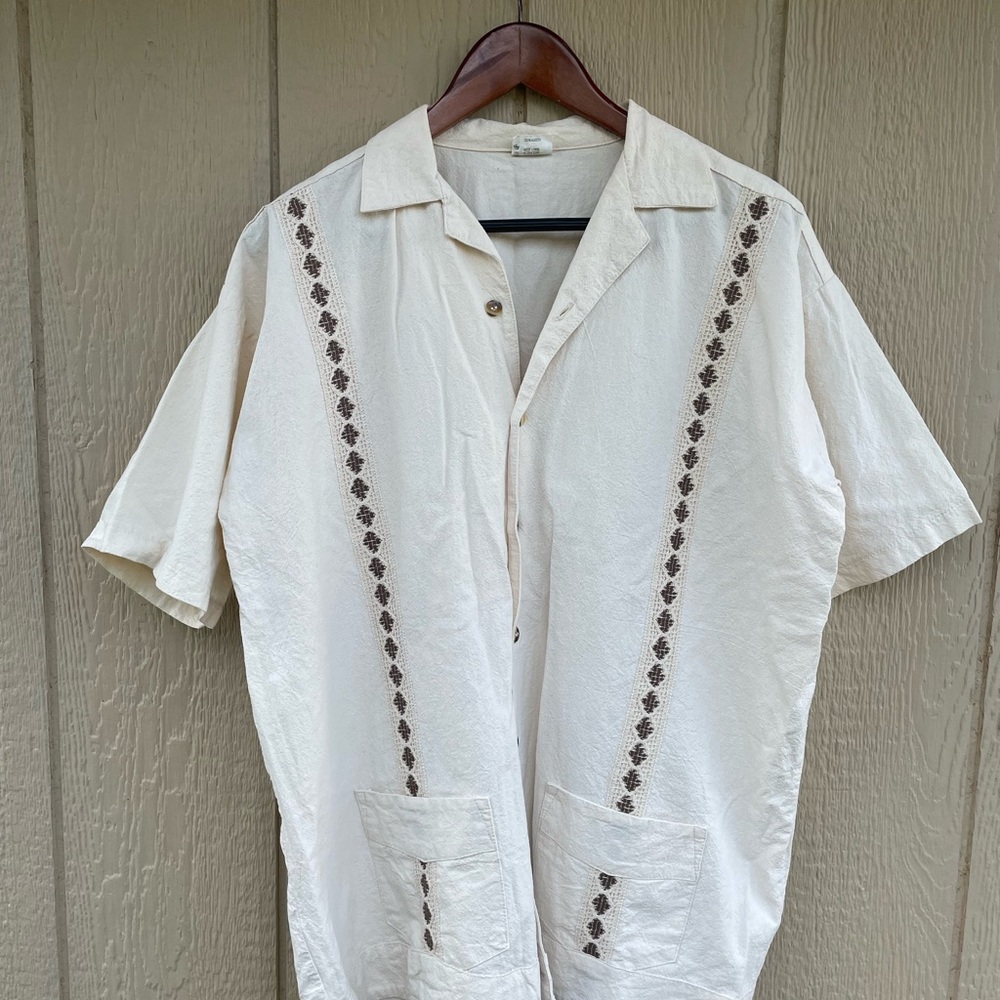 Men's Cream Short Sleeve Shirt
